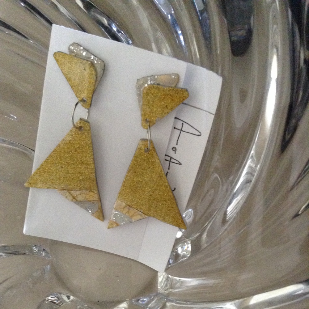 Glitterart GOLD SILVER METALIC handmade earrings